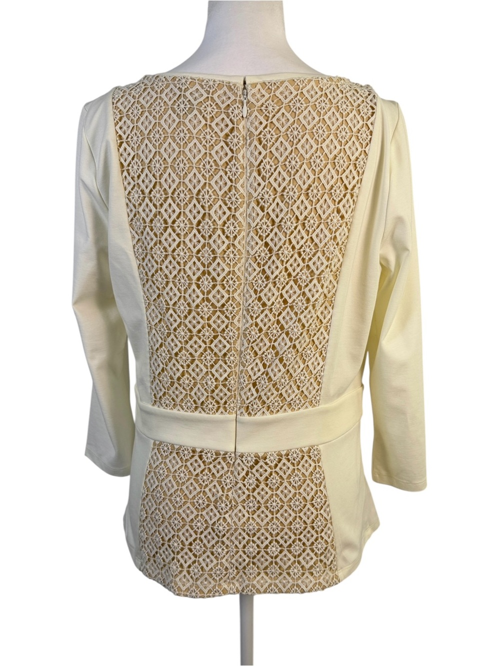 Ann Taylor Cream Lace-Front& Back Mixed‑Media Top With Lace Panel Size M - Picture 4 of 9